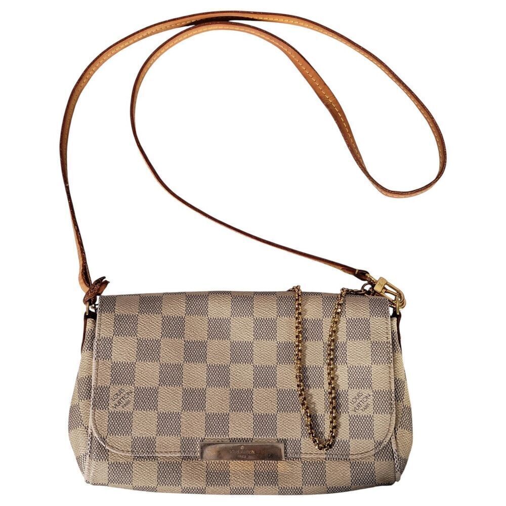 LOUIS VUITTON Favorite MM Damier Azur Crossbody Bag White